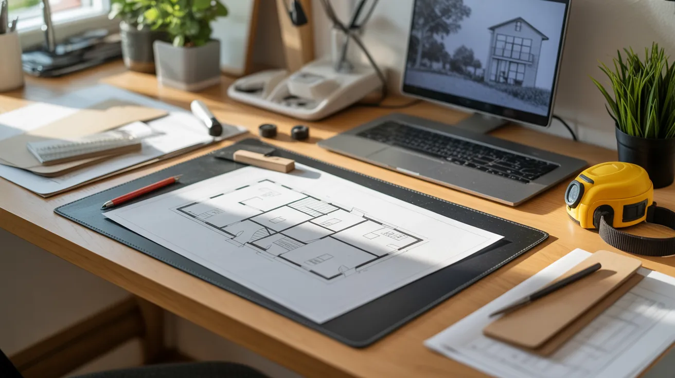 A desk featuring a laptop, a pencil, and a sheet of paper arranged neatly for work or study.