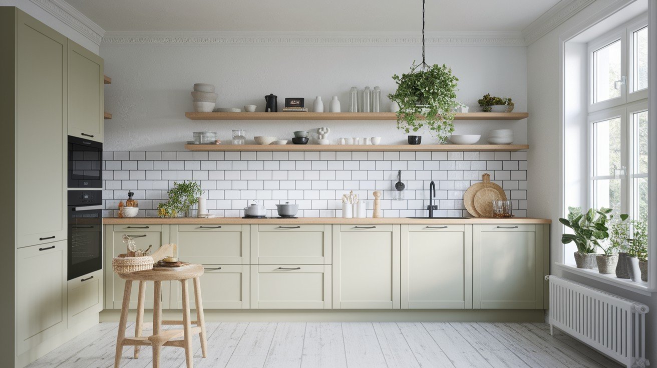 Greige Cabinets in a Scandinavian-Inspired Space