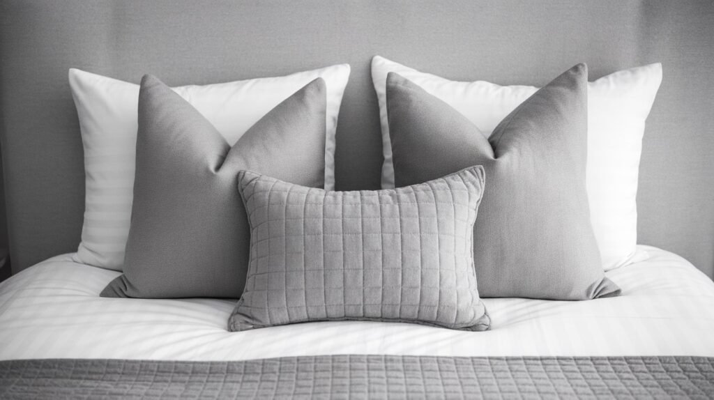 Master Queen Bed Pillow Arrangement