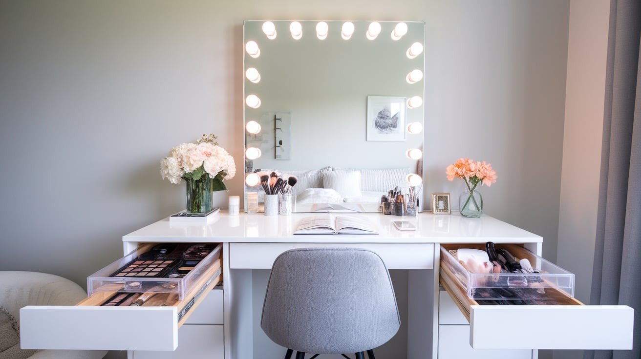 Vanity with Built-in Storage Drawers