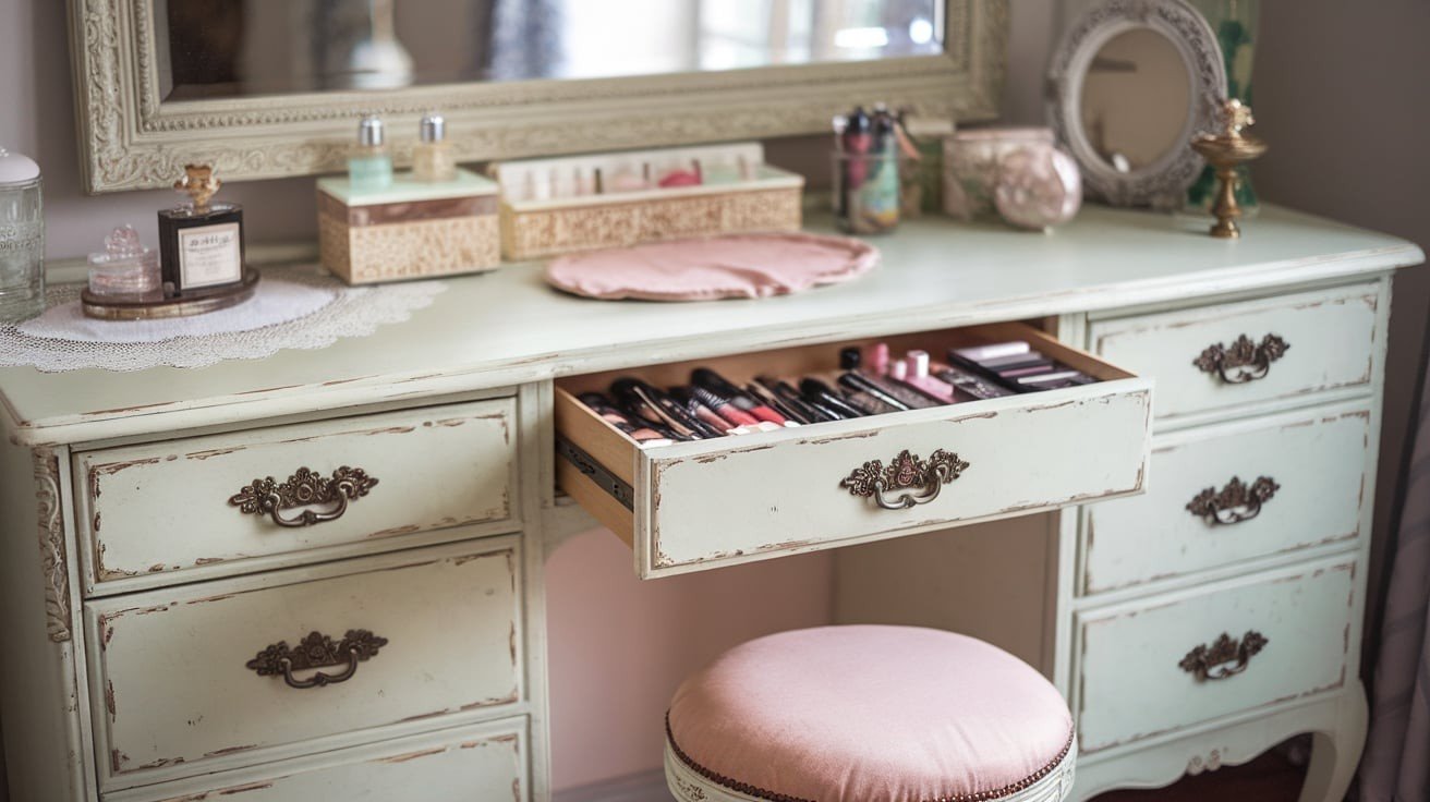 Vintage Dresser Turned Makeup Vanity
