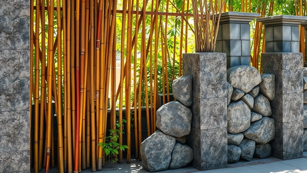 Bamboo and Stone Combination Fence