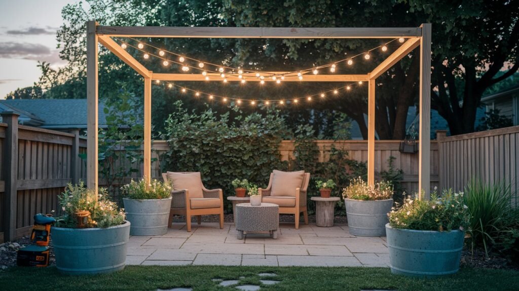 DIY Outdoor String Light Pole Stand