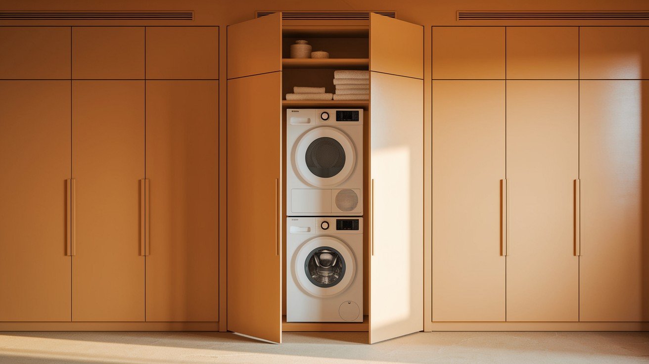 Fully Integrated Cabinetry with Hidden Stackables