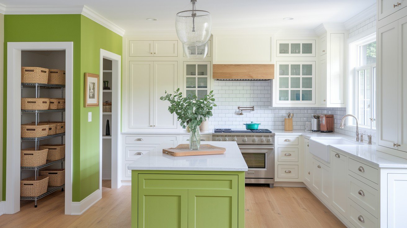 Kitchen and Pantry Green Accents