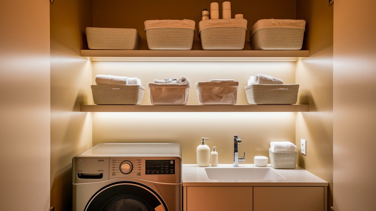 Open Shelving Above Stackables