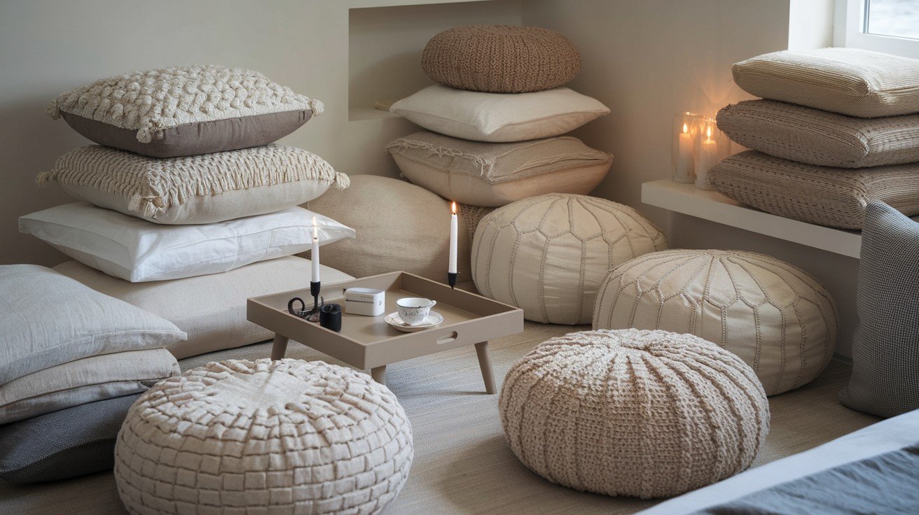Oversized Floor Cushions or Poufs