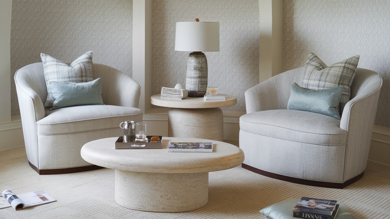 Pair of Slipper Chairs with a Coffee Table