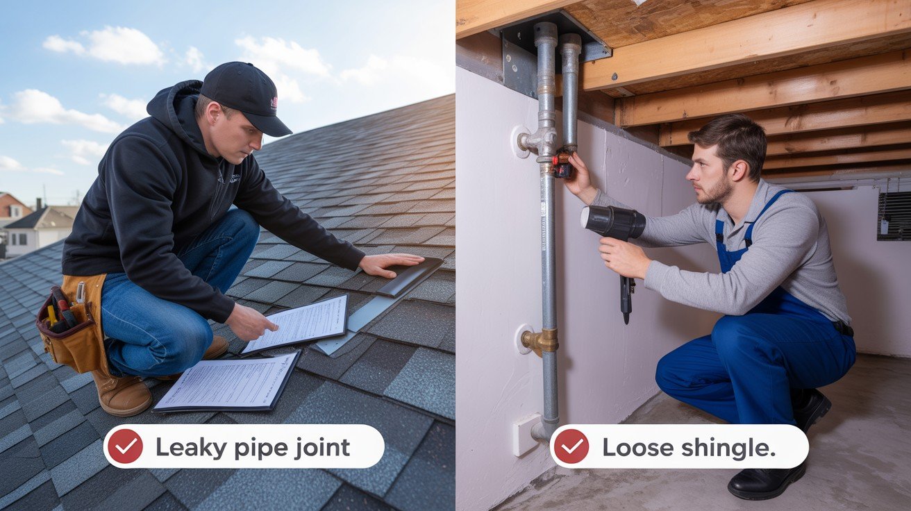 Routine roof and plumbing inspections