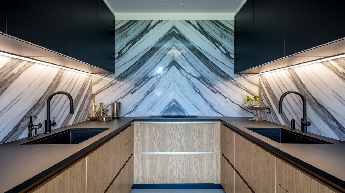 Sophisticated Gray Marble Backsplash