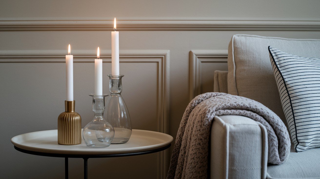 Stacked Candles and Candle Holder Trio