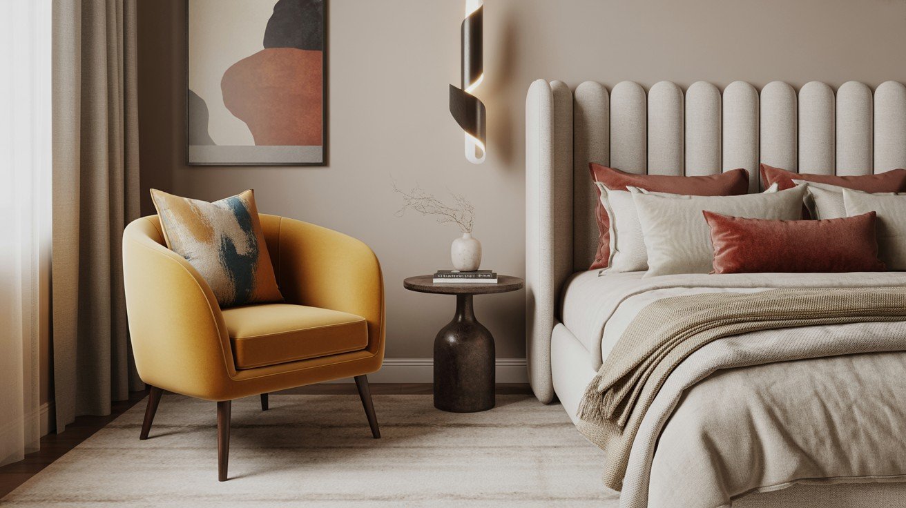 Statement Accent Chair with a Side Table