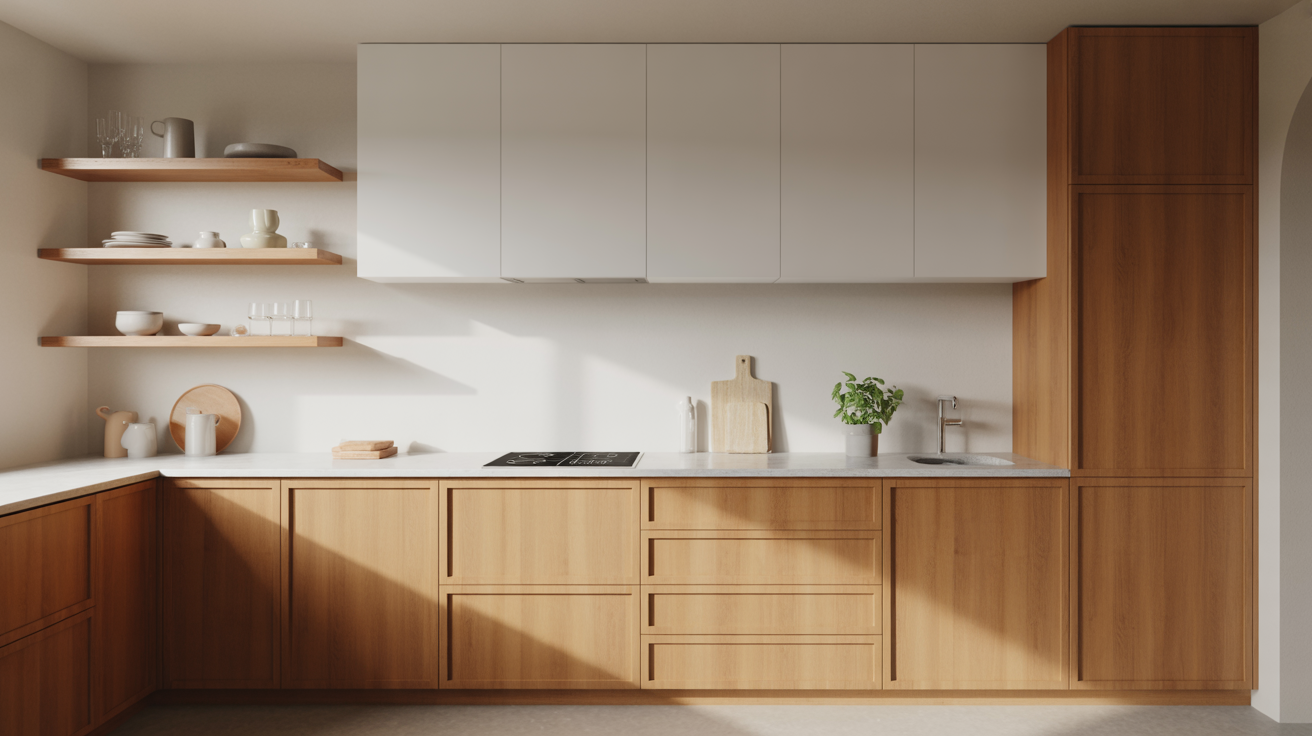 1. Minimalist Honey Oak Kitchen Designs