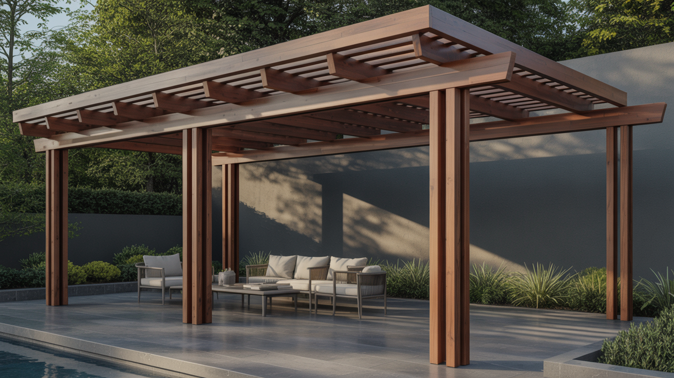 Modern Pergola Over a Concrete Patio