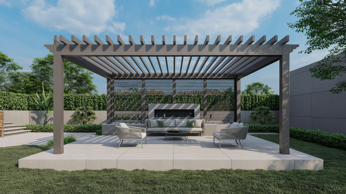 Back Wall Pergola for Sun and Wind Control