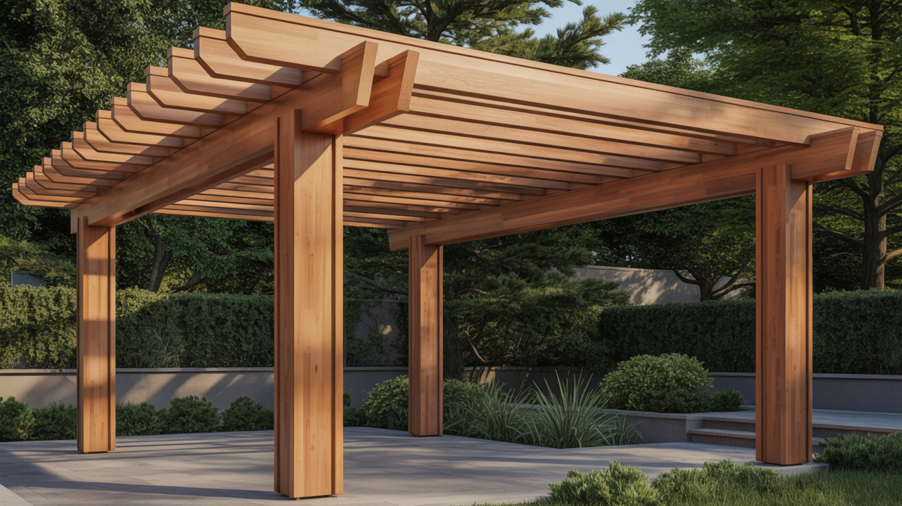 Cedar Modern Pergola with Natural Finish