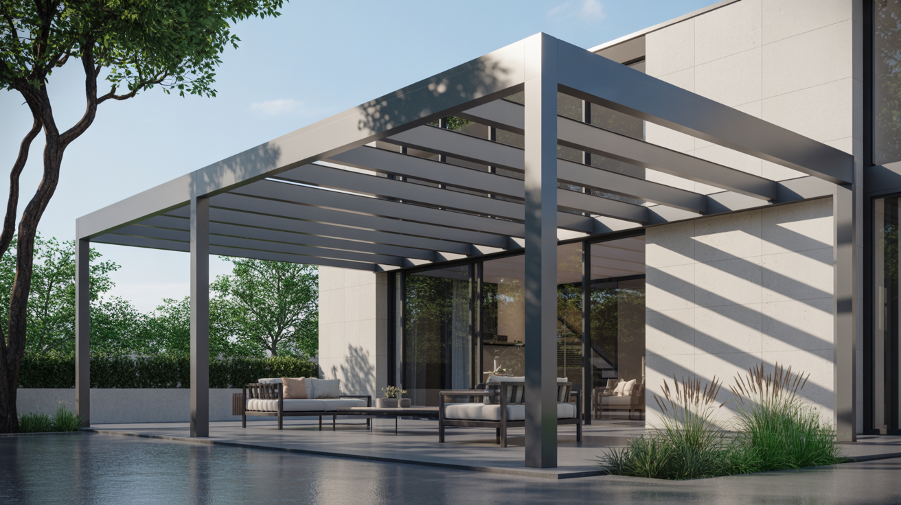 Sleek Pergola Attached to the Home