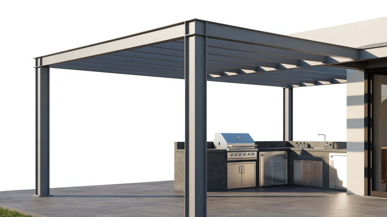 Modern Pergola Near Outdoor Kitchens and Grills